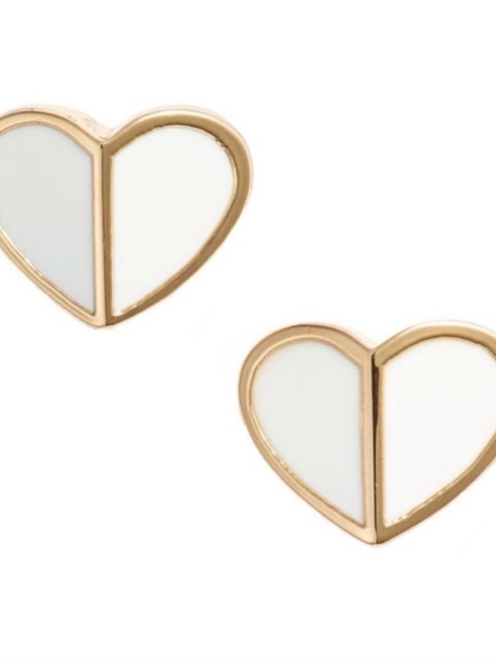 kate spade Gold-Tone Heart Stud Earrings with White Enamel - Picture 2 of 2